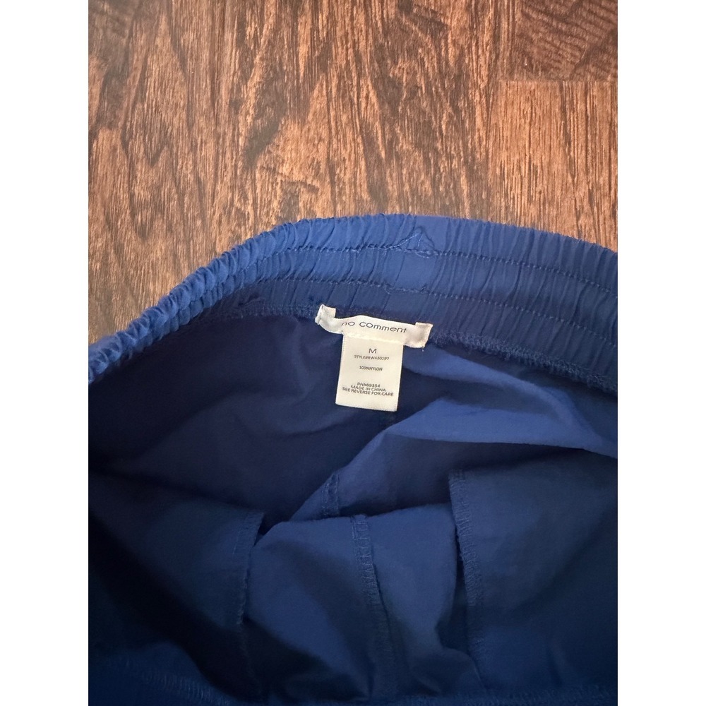 No Comment Women Blue Nylon Track Pants White Side Stripe Athletic Joggers M - Picture 3 of 4